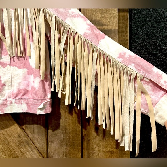 NWOT Peach Love California Tie Dye Fringe Jacket Sz L - Picture 6 of 16